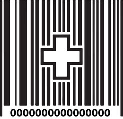Medical barcode silhouette icon. Symbolizing healthcare, patient identification, and medical tracking. Vector EPS file for hospital, pharmacy, and medical management.