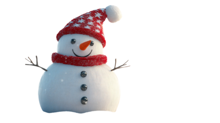 Adorable Knit Snowman Winter Holiday Cheer 3d red hat fun isolated on transparent background