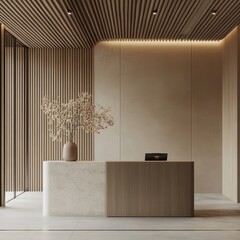 The Reception Area Features a Decorative Arrangement of Flowers