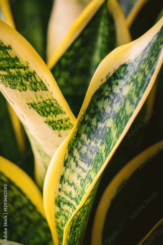 Poster a detailed view of a green and yellow plant, ideal for using as a design element or illustration