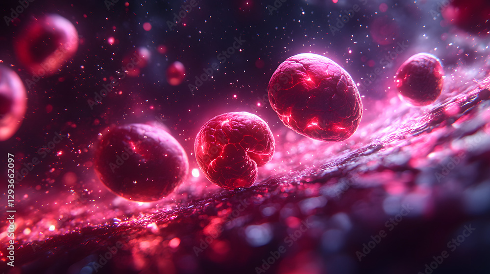Poster cellular universe: a close-up view into the unseen world, highlighting the intricate details of cell
