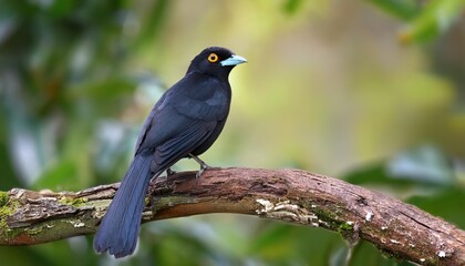 Vibrant Portrait of the Black Baza, Majestically Perched on a Tropical Branch Against a Lush Green Canopy, showcasing Striking Contrast and Elegance.