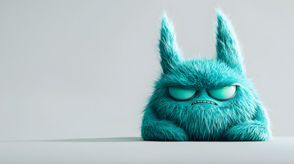 A blue monster with big ears and a big mouth