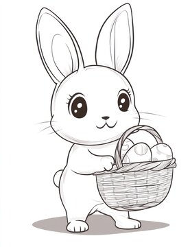 recommend clip art: Cute bunny carrying Easter eggs basket