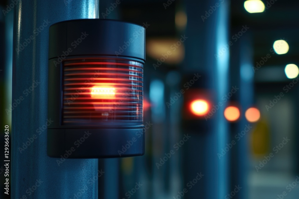 Poster a close-up shot of a light on a pole with a blurred background