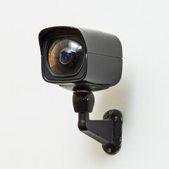 Classic Black Security Camera Mounted on Wall for Surveillance and Protection