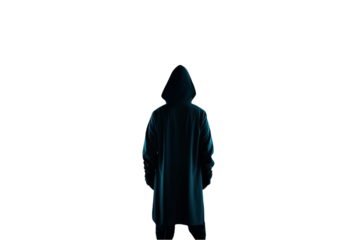 Cybersecurity Expert in Hoodie, Hacker Isolated on Transparent Background