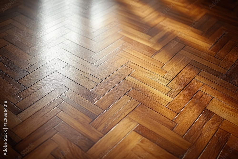 Poster A close-up shot of a wooden floor with a light source shining on it, suitable for use in interior design or architectural contexts