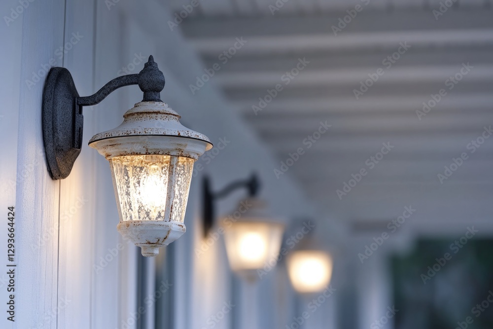 Poster row of lights on the side of a building