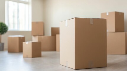 Cardboard boxes and personal belongings scattered around a freshly moved home signifying the excitement and organization of a new living space and fresh start