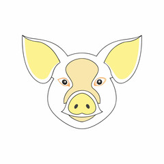 Pig head silhouette vector illustration, logo type
