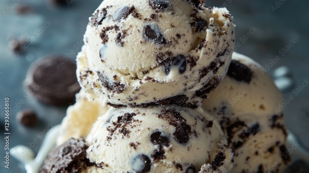 Aufkleber a bowl of creamy ice cream with three scoops and a generous helping of chocolate chips