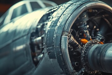 A close-up view of an airplane's propeller, perfect for aviation or technology-related uses