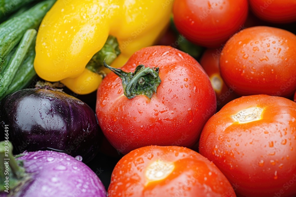 Poster close-up of multiple vegetable types on a white background
