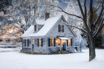 built structure, canada, color image, day, driveway, forest, garage, landscape - scenery, nature, no people, outdoors, photography, Quebec, rural scene, scenic - nature, shed, snow, tree, vertical, w