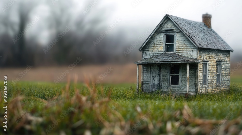 Poster a small house surrounded by lush grass and perhaps awaiting its next adventure
