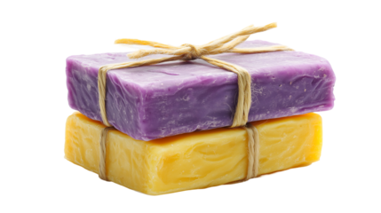 Handmade Lavender Yellow Soap Bars Natural Gift spa bath isolated on transparent background