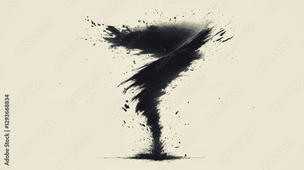 Poster a black and white image of a tornado with the number 7 on it