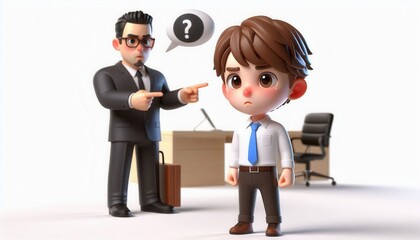 Obraz premium Exploring workplace dynamics 3d animation of confrontation between boss and employee
