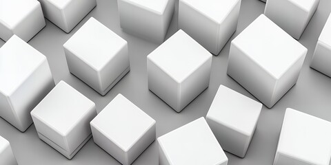 Obraz premium Abstract Background of White Cubes Scattered on Gray Surface Clean Minimalist Design