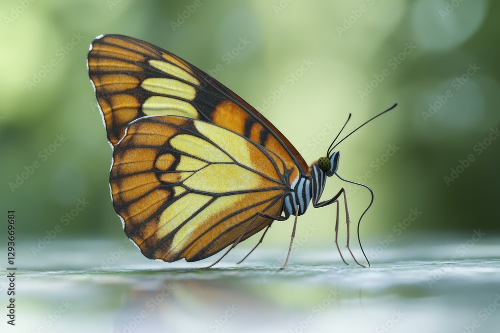 Poster Close-up of a butterfly on a table, perfect for editorial or educational use