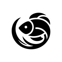 Minimalist Fish Logo in Abstract Circular Design