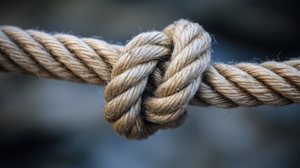 A close-up view of a rope knot, often used in outdoor activities or as a decorative element