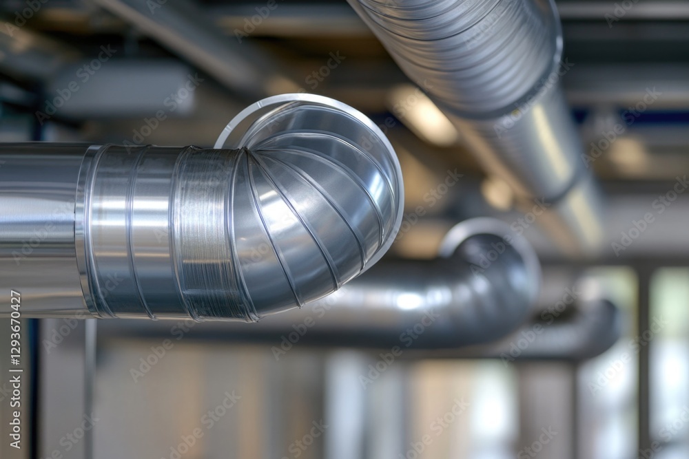 Poster a close-up shot of a metal pipe in a building environment