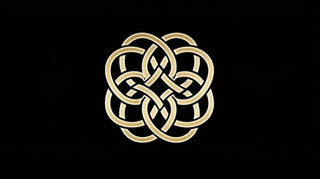 A gold and black design with a circle in the middle