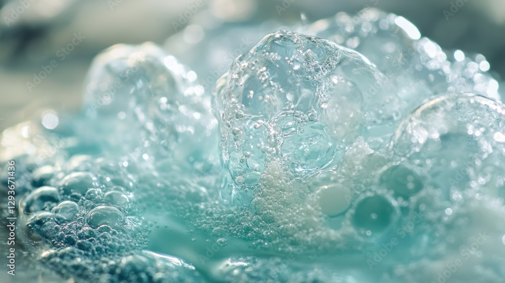 Poster a close-up shot of a bowl of water with visible bubbles, great for use in science or environmental p