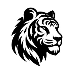 Obraz premium tiger head mascot logo icon of silhouette isolated on white background