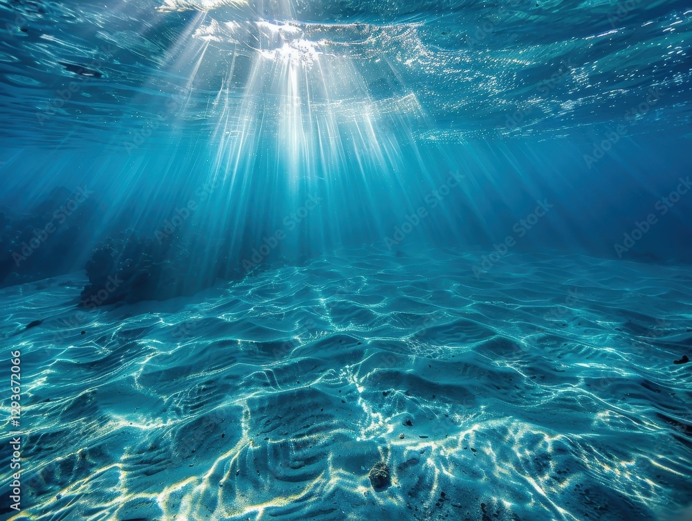 Poster sunbeams illuminating the ocean floor: underwater serenity