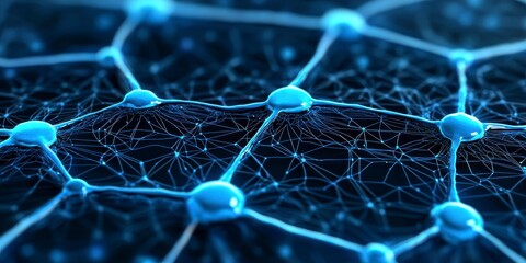 Obraz premium 3d molecular network with abstract technology background and illuminated fiber optics