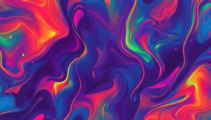 Vibrant Abstract Fluid Art with Neon Color Swirls and Glowing Texture