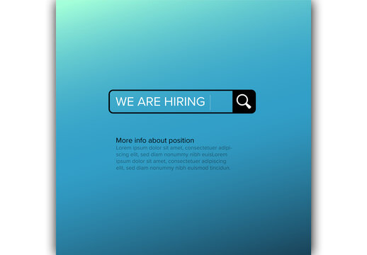 Job Hiring Banner Template with Search Bar Design on Blue Background