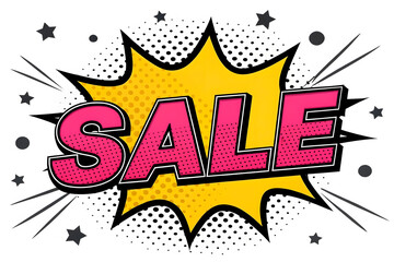 Comic-style sale sign with explosion effect