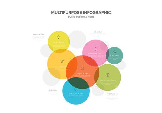Colorful Circles Infographic Design Template made from colorful circles and icons