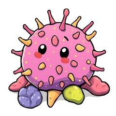 Fototapeta premium Adorable Cartoon Sea Urchin Sticker Design for Kids