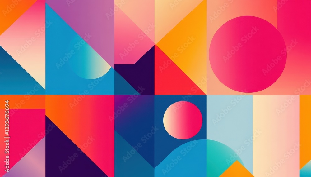 Poster Vibrant Geometric Abstract Background with Colorful Shapes and Gradient Textures