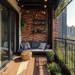 A well designed and furnished outdoor balcony space appears inviting