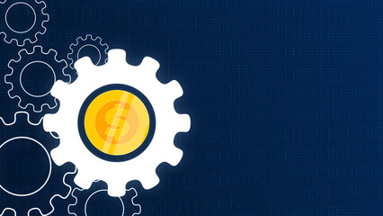 2D Coin Rotation 360 Degree in Gear Working Efficiency Background