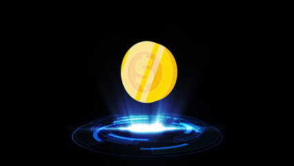 2D Coin Rotation Hologram Hud Background