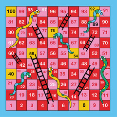 Ladder snakes game,Funny frame for children.Vector illustrations.