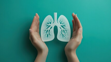 Childs hands holding paper lungs symbolizing respiratory health