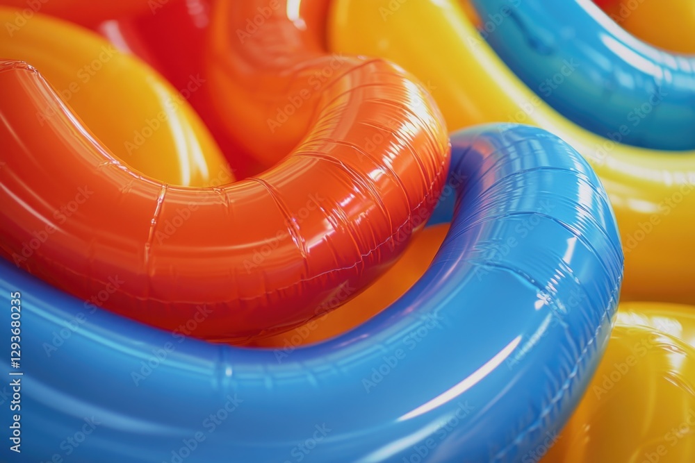 Aufkleber a close-up view of a collection of colorful inflatable toys