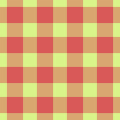 Ornamental check textile plaid, fit seamless pattern fabric. Baby vector background texture tartan in orange and lime colors.