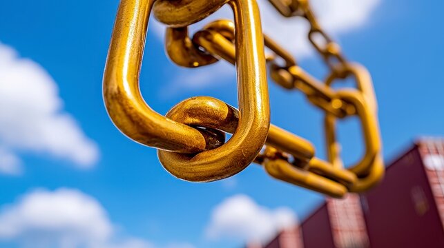 Chain link connected to a chain representing blockchain in supply chain management in china