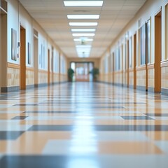 Obraz premium A Long Hallway Offers A Perspective View Into The Distance