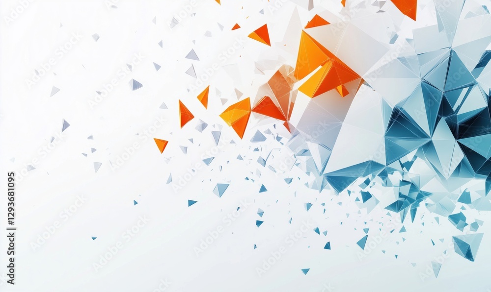 Poster abstract geometric shapes in orange and blue creating dynamic visual effect