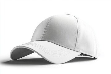 Fototapeta premium White baseball cap displayed on a clean surface with shadows